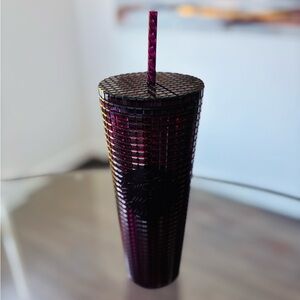 STARBUCKS Berry Plum Grid Disco Christmas Holiday 2020 Cold Cup Tumbler
